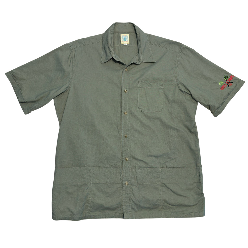 Dos Carolinas Guayabara Shirt Mens XL Green Short Sleeve Cotton Camp *Embroidery